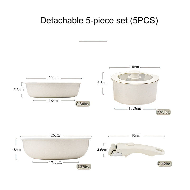 Detachable Cookware Set Nonstick Frying Pan Pot with Handle