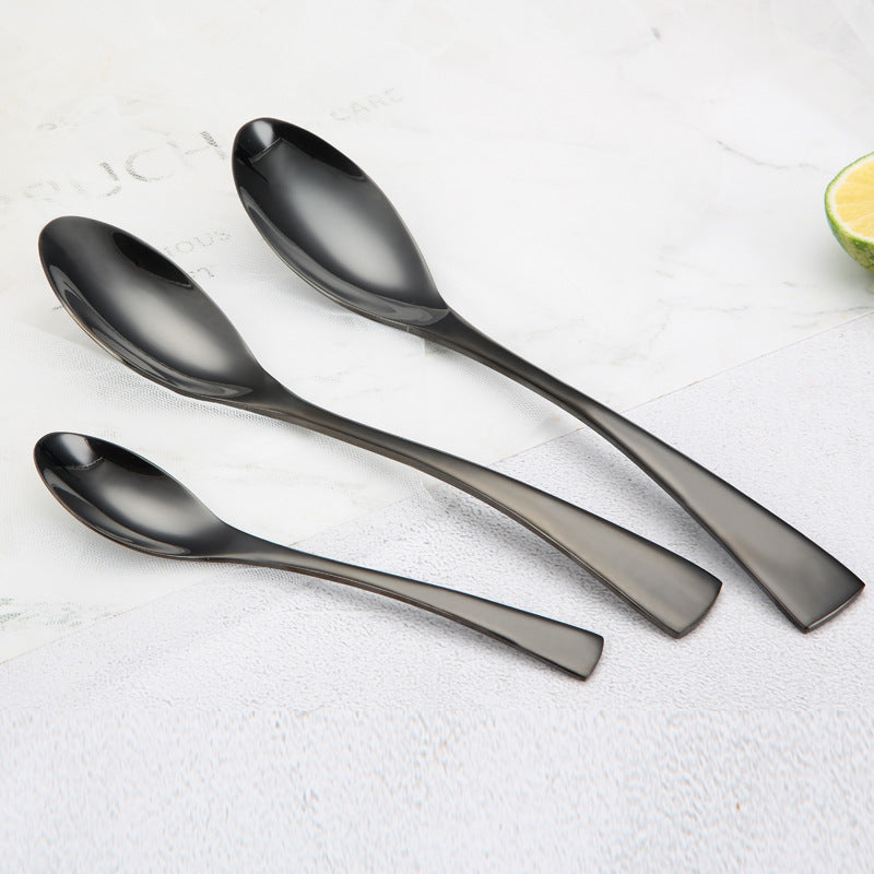 Portugal Titanium Black Stainless Steel Cutlery Set Knife Fork Spoon