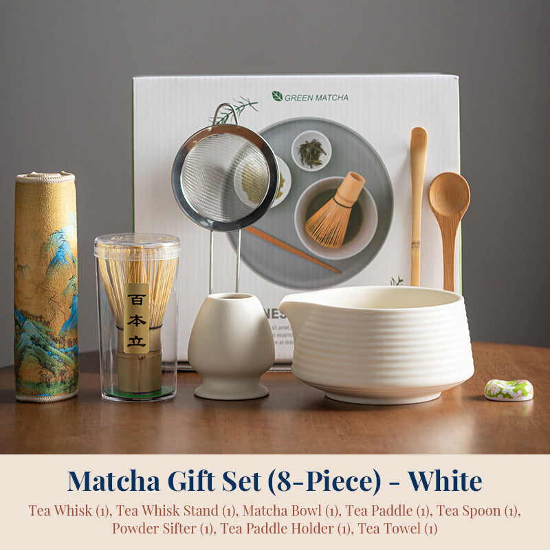 Premium 8 Piece Matcha Set Ceramic Chawan Tea Tools