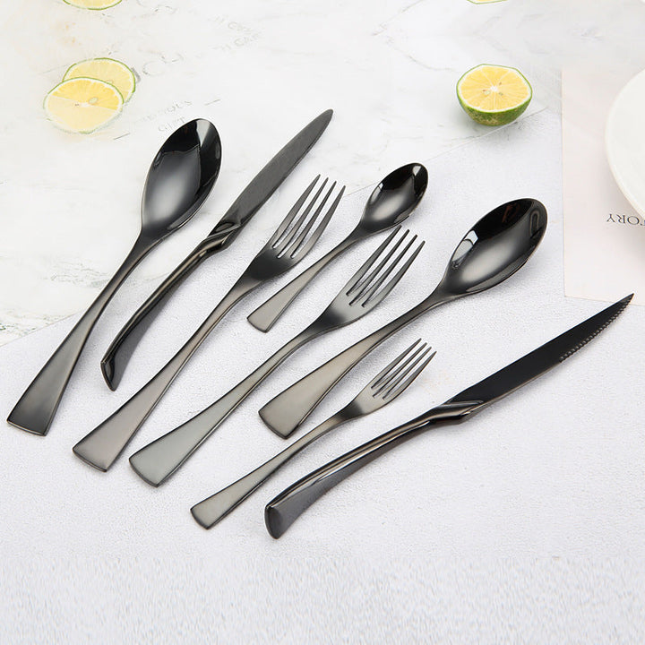 Portugal Titanium Black Stainless Steel Cutlery Set Knife Fork Spoon