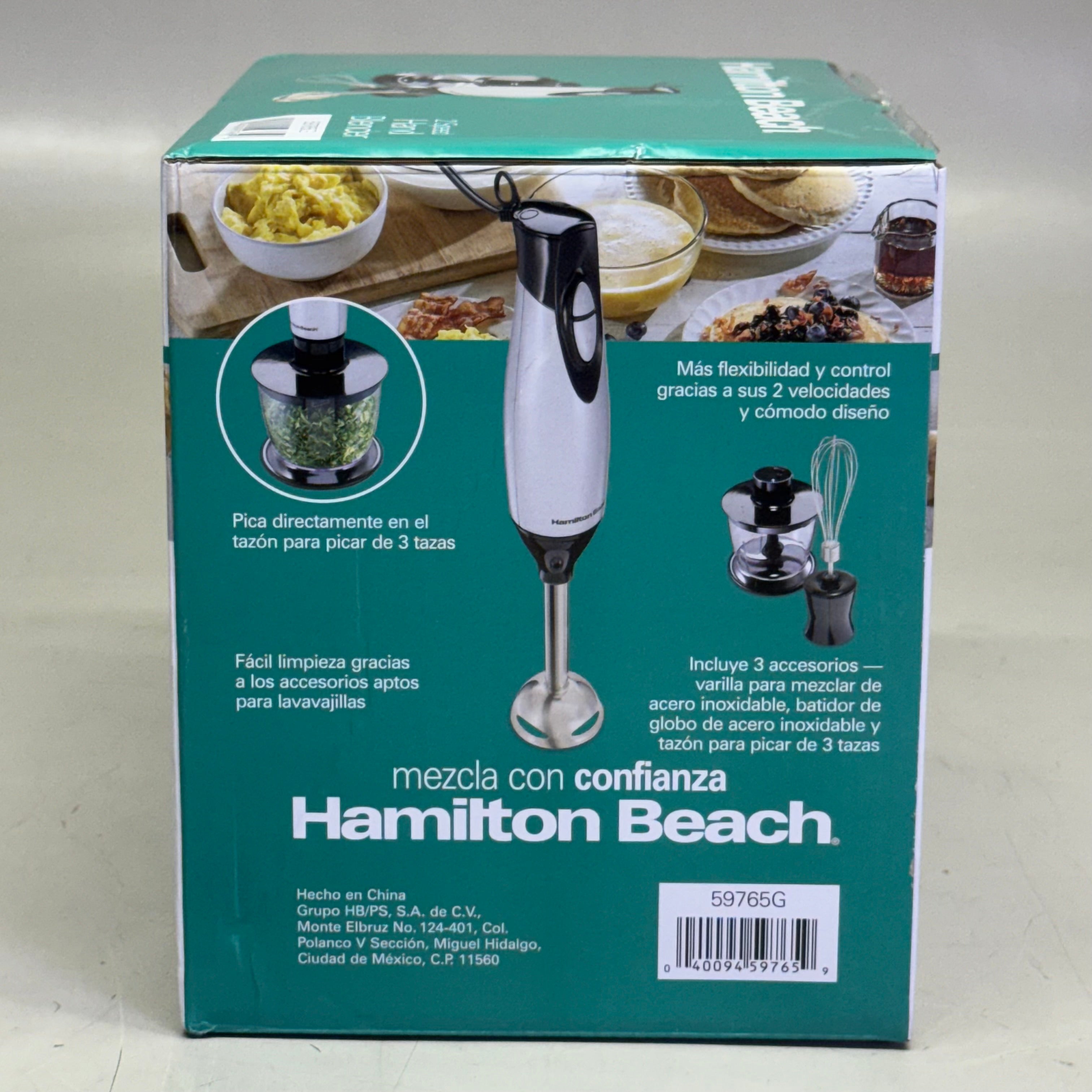 Electric Immersion Hand Blender 2 Speed 225W Grey Black