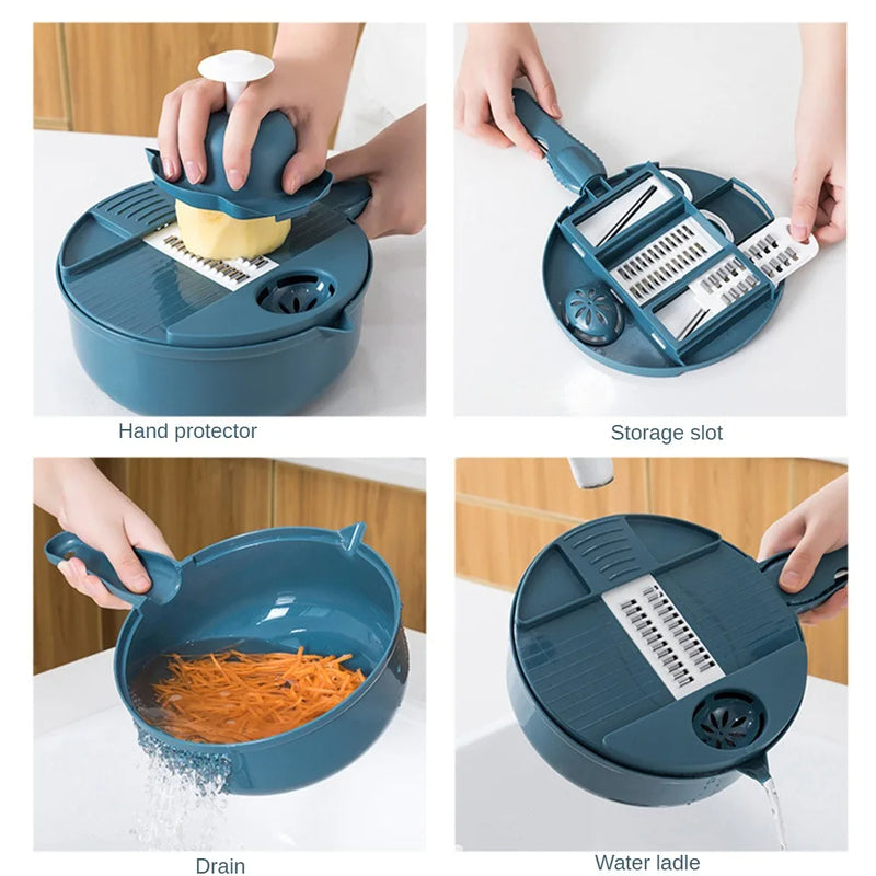 Multifunction Vegetable Cutter Potato Shredder Grater Slicer Container