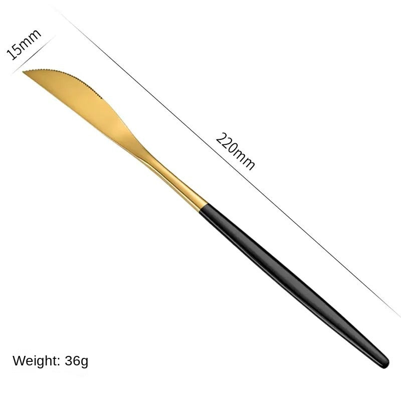 4pc Portuguese Gold Stainless Steel Cutlery Set Knife Fork Spoon