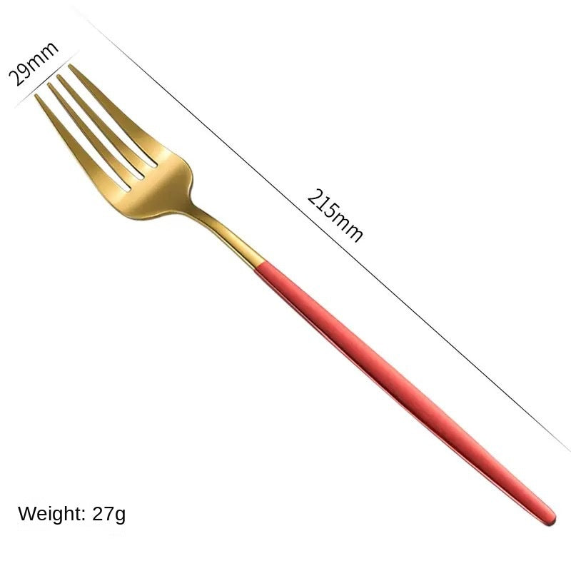 4pc Portuguese Gold Stainless Steel Cutlery Set Knife Fork Spoon