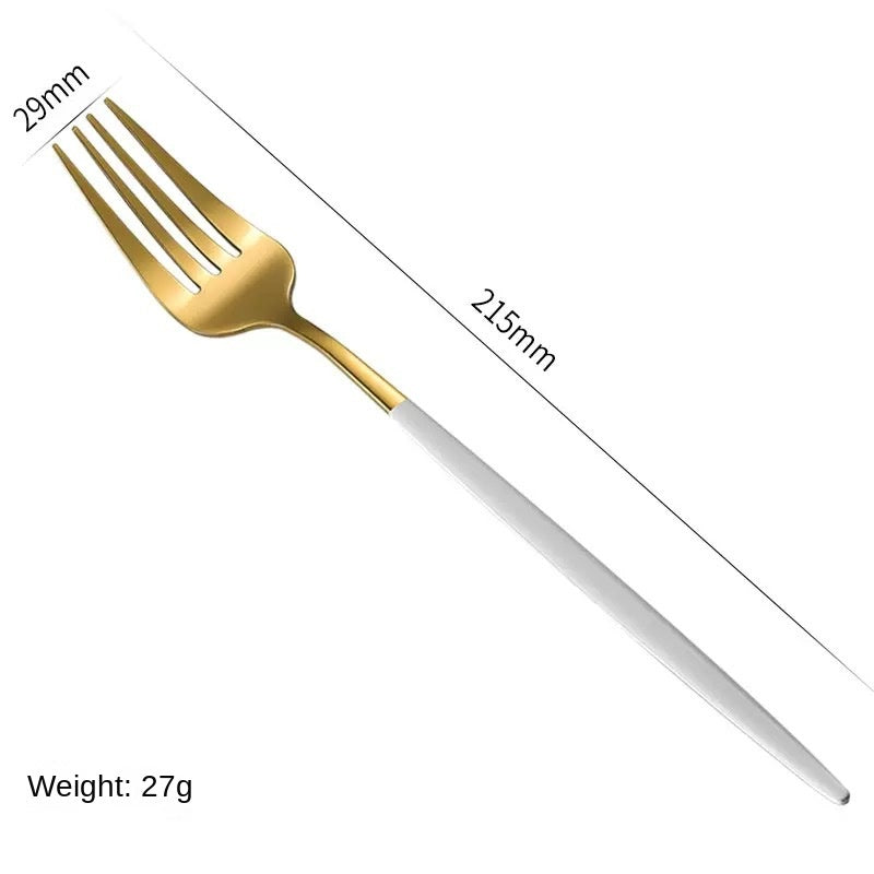 4pc Portuguese Gold Stainless Steel Cutlery Set Knife Fork Spoon