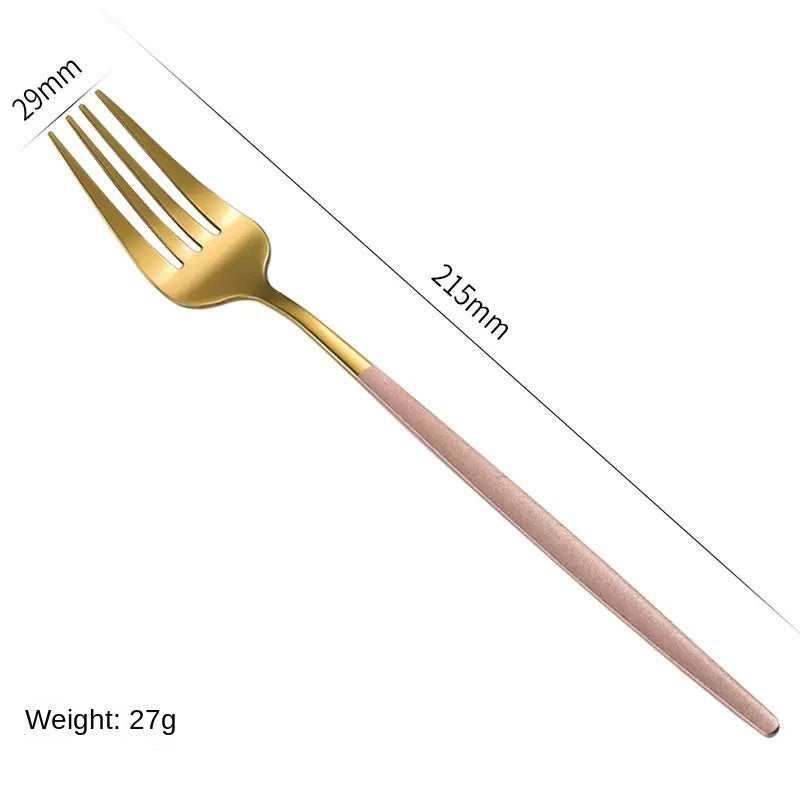 4pc Portuguese Gold Stainless Steel Cutlery Set Knife Fork Spoon