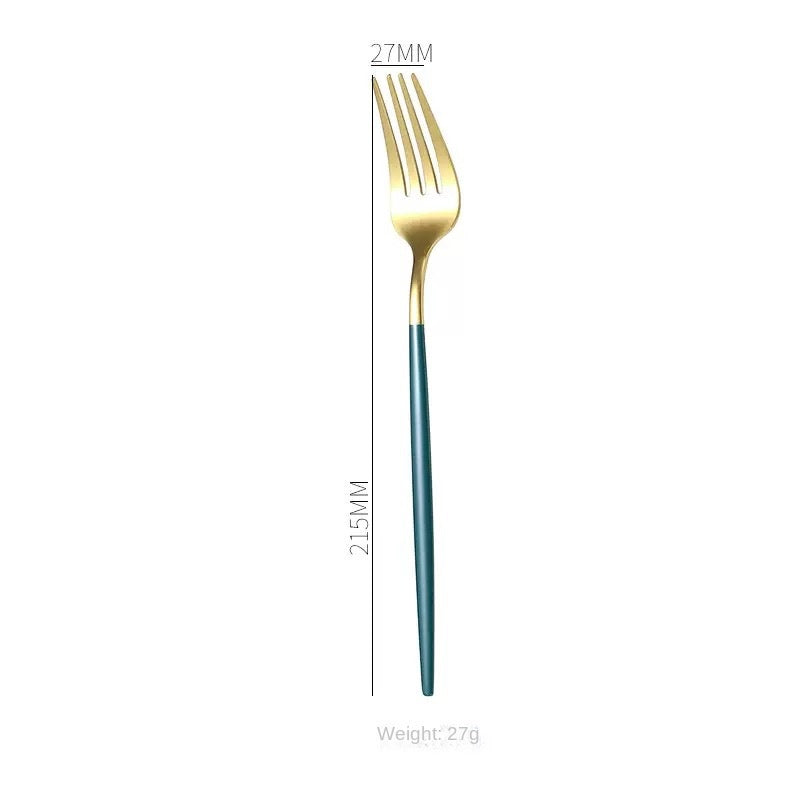 4pc Portuguese Gold Stainless Steel Cutlery Set Knife Fork Spoon