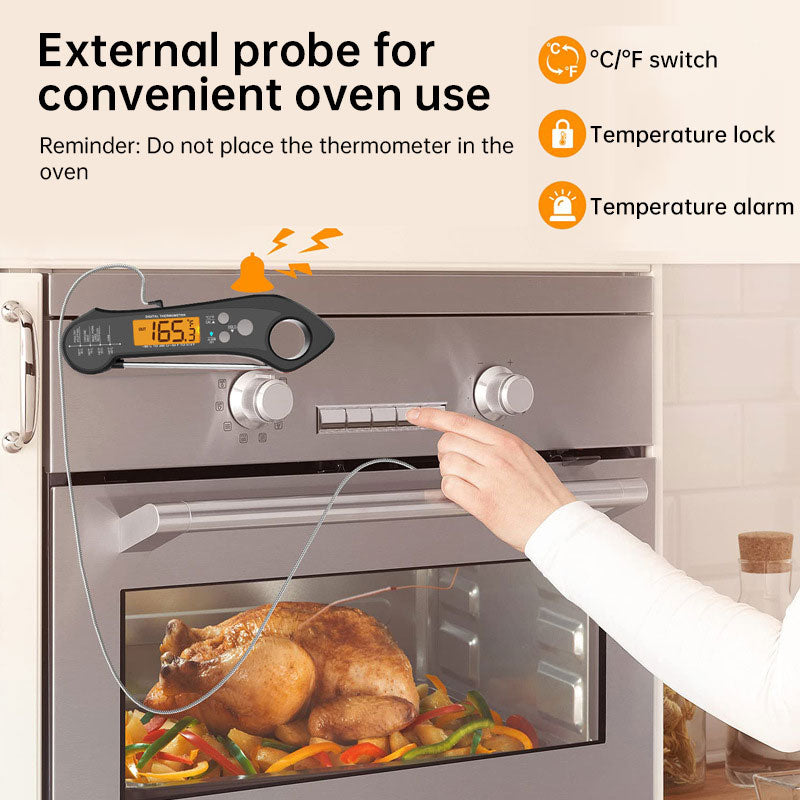 Foldable Digital Thermometer Dual Probe BBQ Meat Cooking Tool