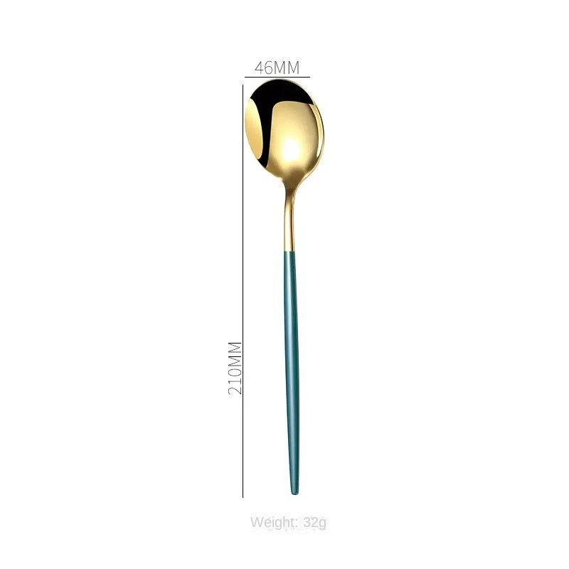 4pc Portuguese Gold Stainless Steel Cutlery Set Knife Fork Spoon