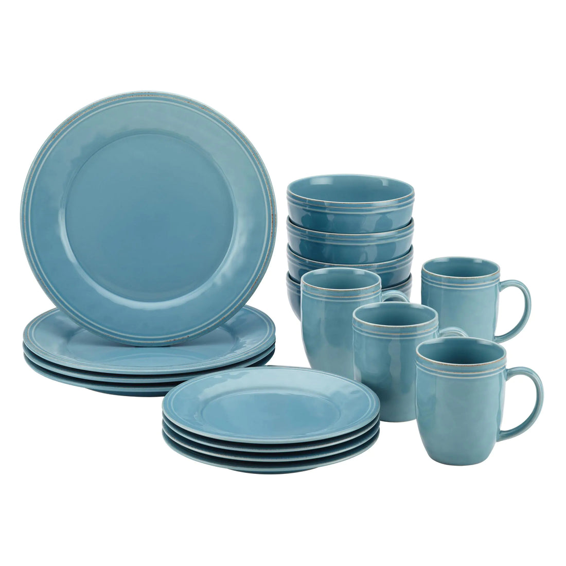 Stoneware 16-piece Dinnerware Set Agave Blue