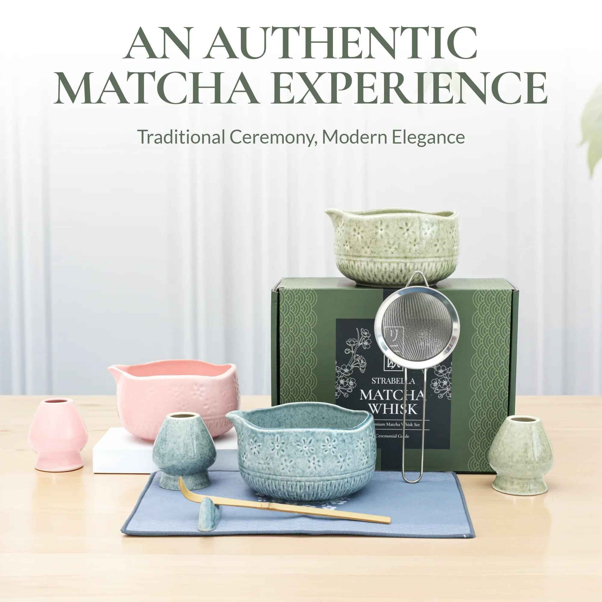 Matcha Whisk Set Bamboo Ceramic Bowl Gift Set