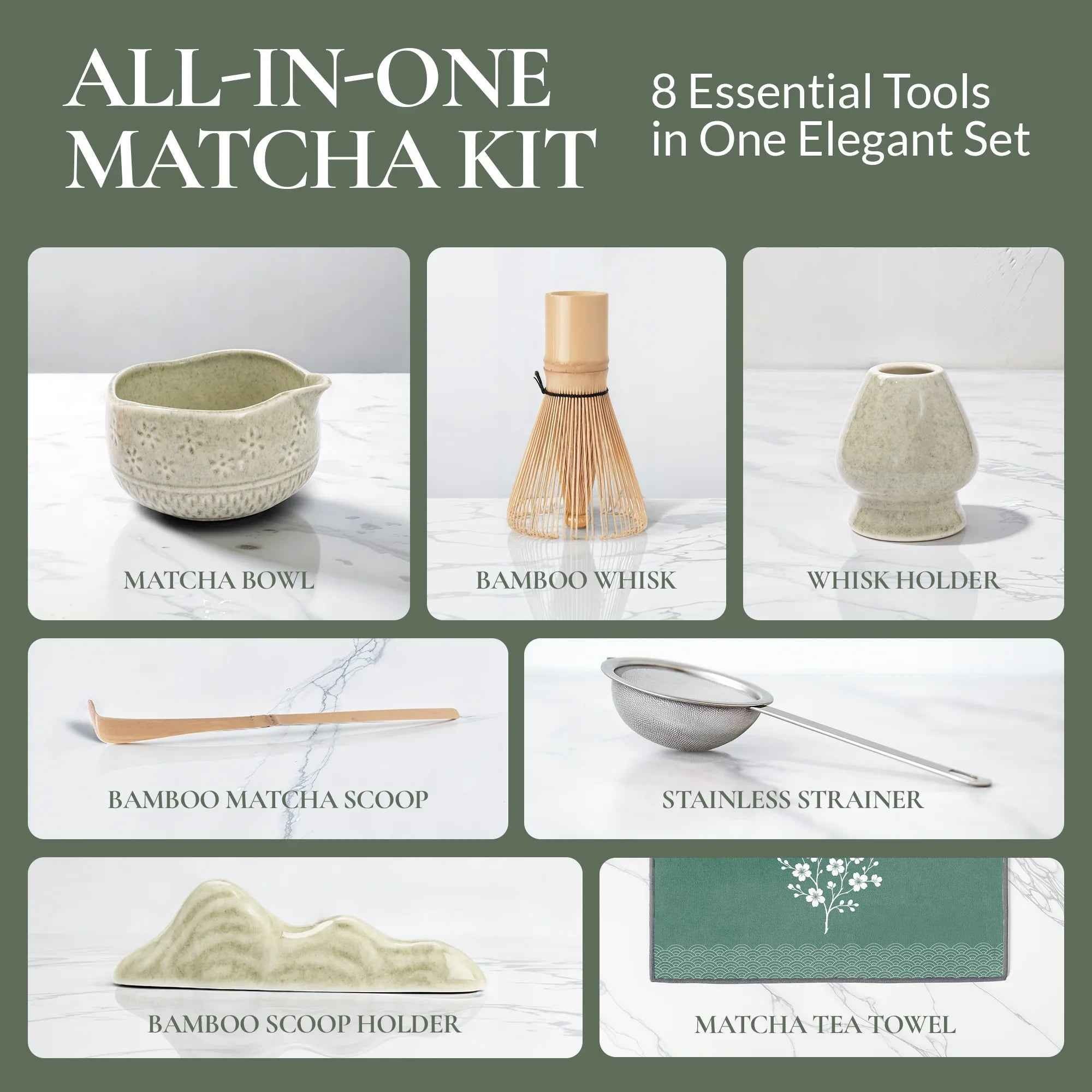 Matcha Whisk Set Bamboo Ceramic Bowl Gift Set