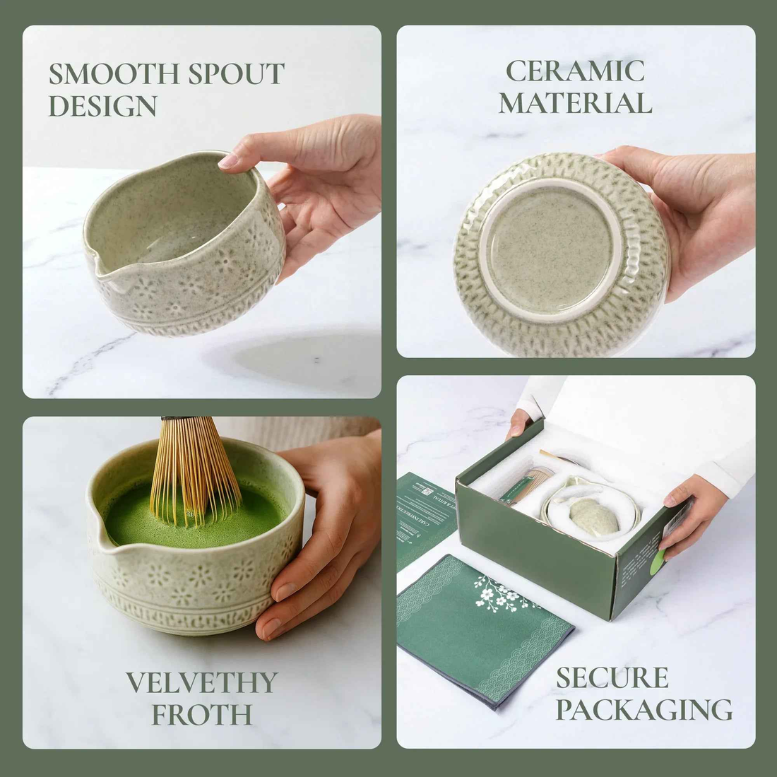 Matcha Whisk Set Bamboo Ceramic Bowl Gift Set