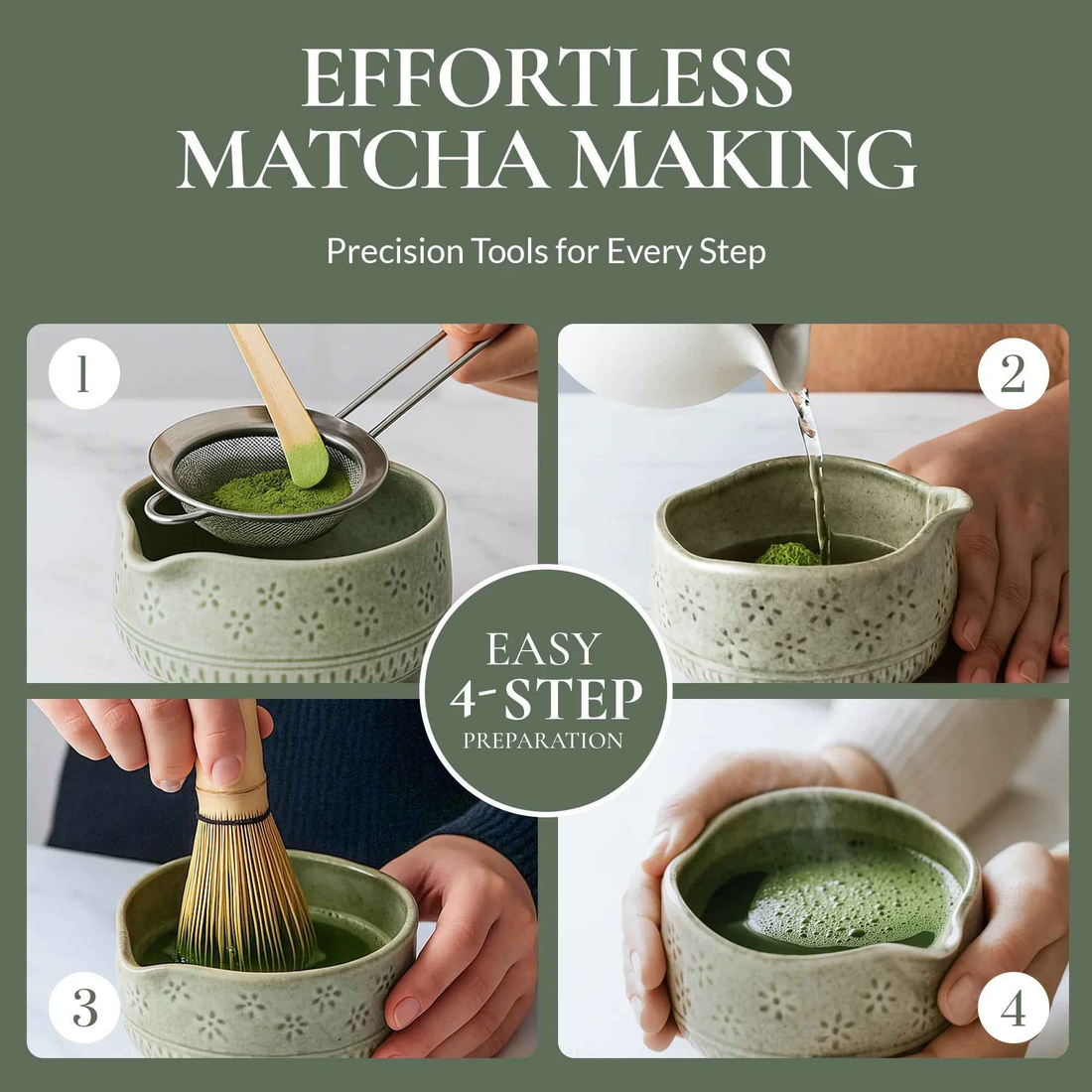 Matcha Whisk Set Bamboo Ceramic Bowl Gift Set