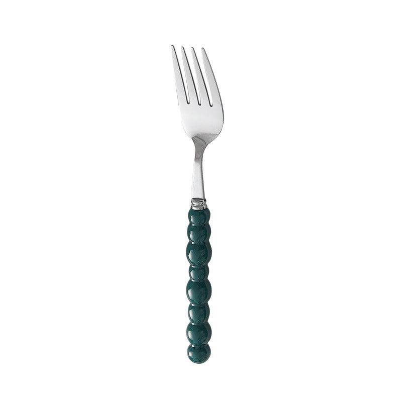 4pc Colorful Pearl Handle Stainless Steel Cutlery Knife Fork Spoon