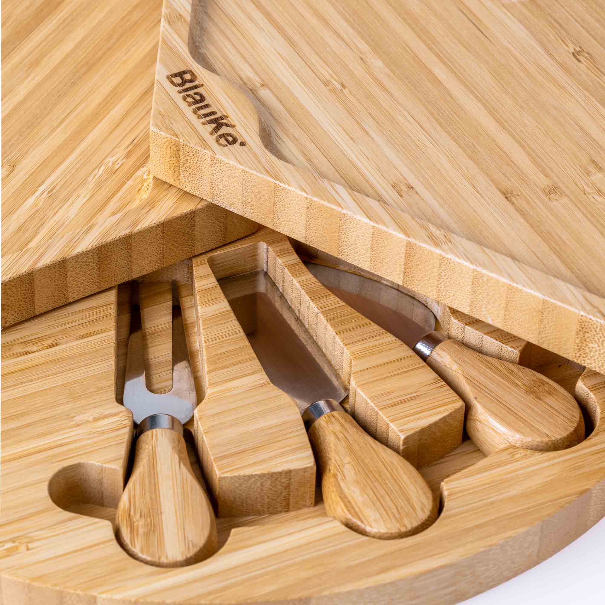 Bamboo Cheese Board Knife Set 14 Inch Charcuterie Serving