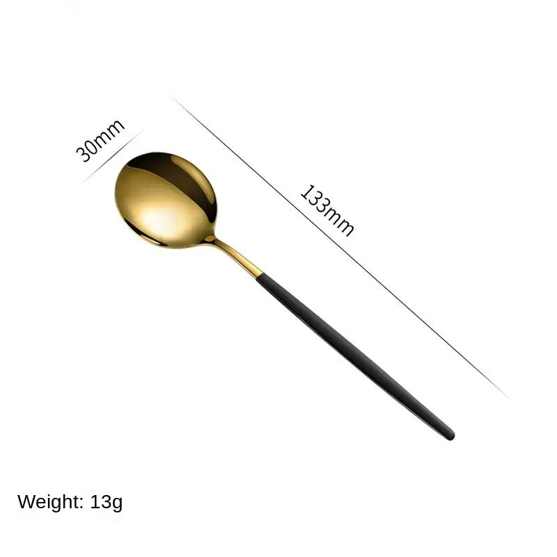 4pc Portuguese Gold Stainless Steel Cutlery Set Knife Fork Spoon