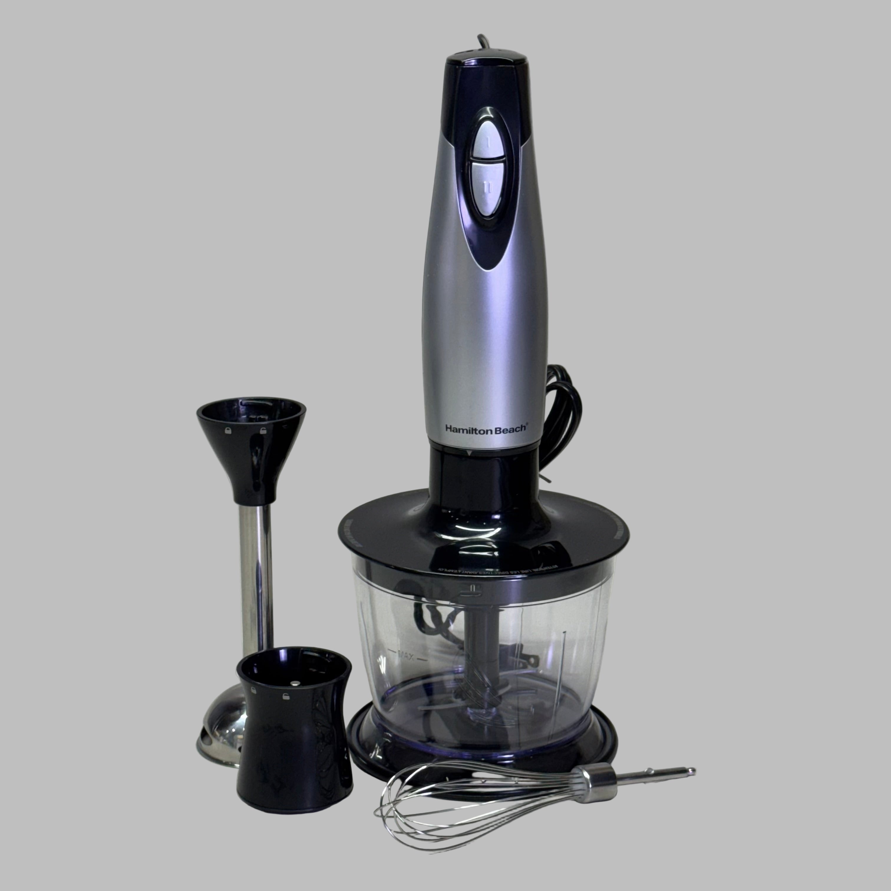Electric Immersion Hand Blender 2 Speed 225W Grey Black