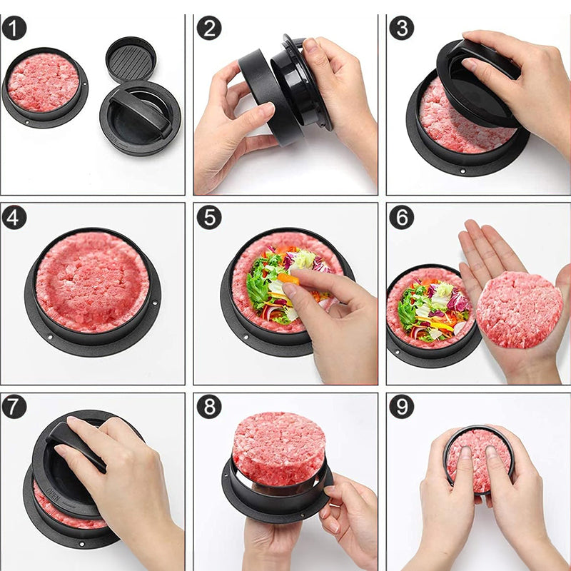 3 in 1 Manual Burger Patty Meatball Press Kitchen Gadget