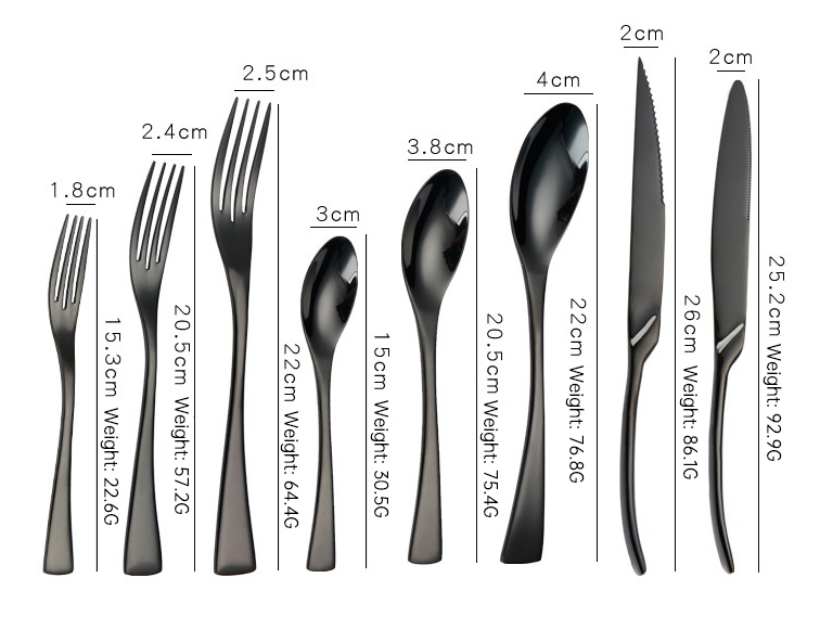 Portugal Titanium Black Stainless Steel Cutlery Set Knife Fork Spoon
