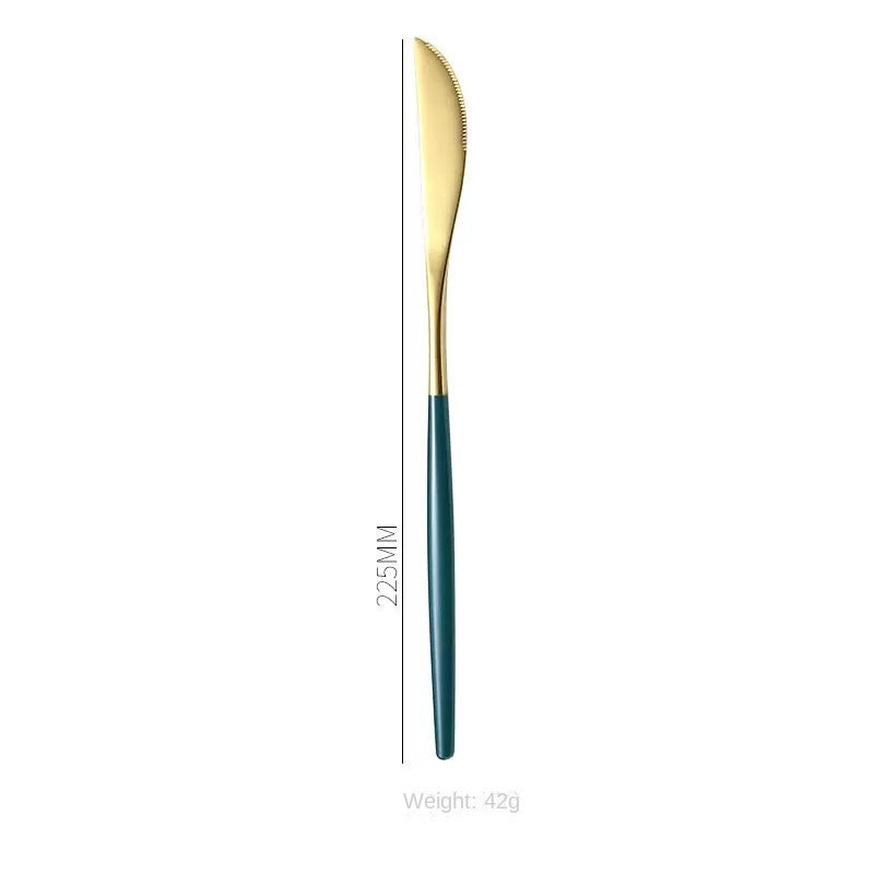 4pc Portuguese Gold Stainless Steel Cutlery Set Knife Fork Spoon