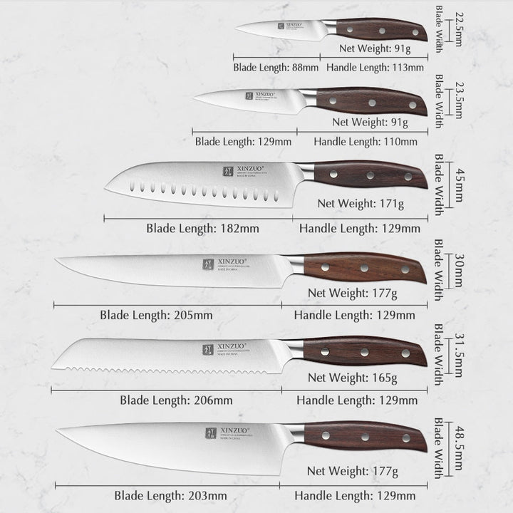 6pc High Carbon German Stainless Steel Kitchen Knife Set