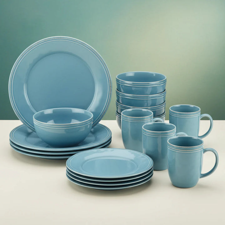 Stoneware 16-piece Dinnerware Set Agave Blue