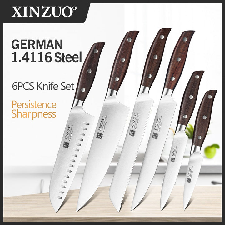 6pc High Carbon German Stainless Steel Kitchen Knife Set