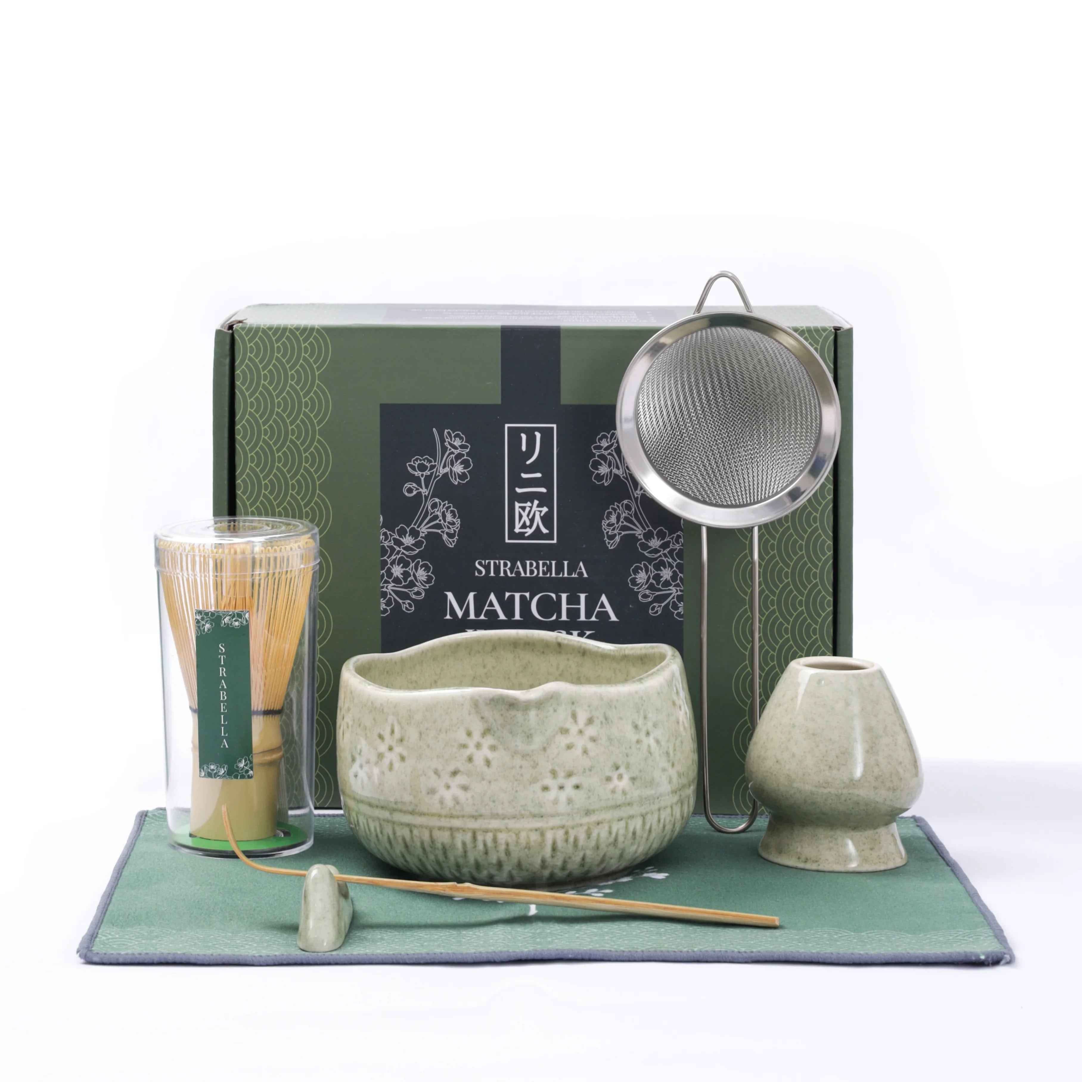 Matcha Whisk Set Bamboo Ceramic Bowl Gift Set