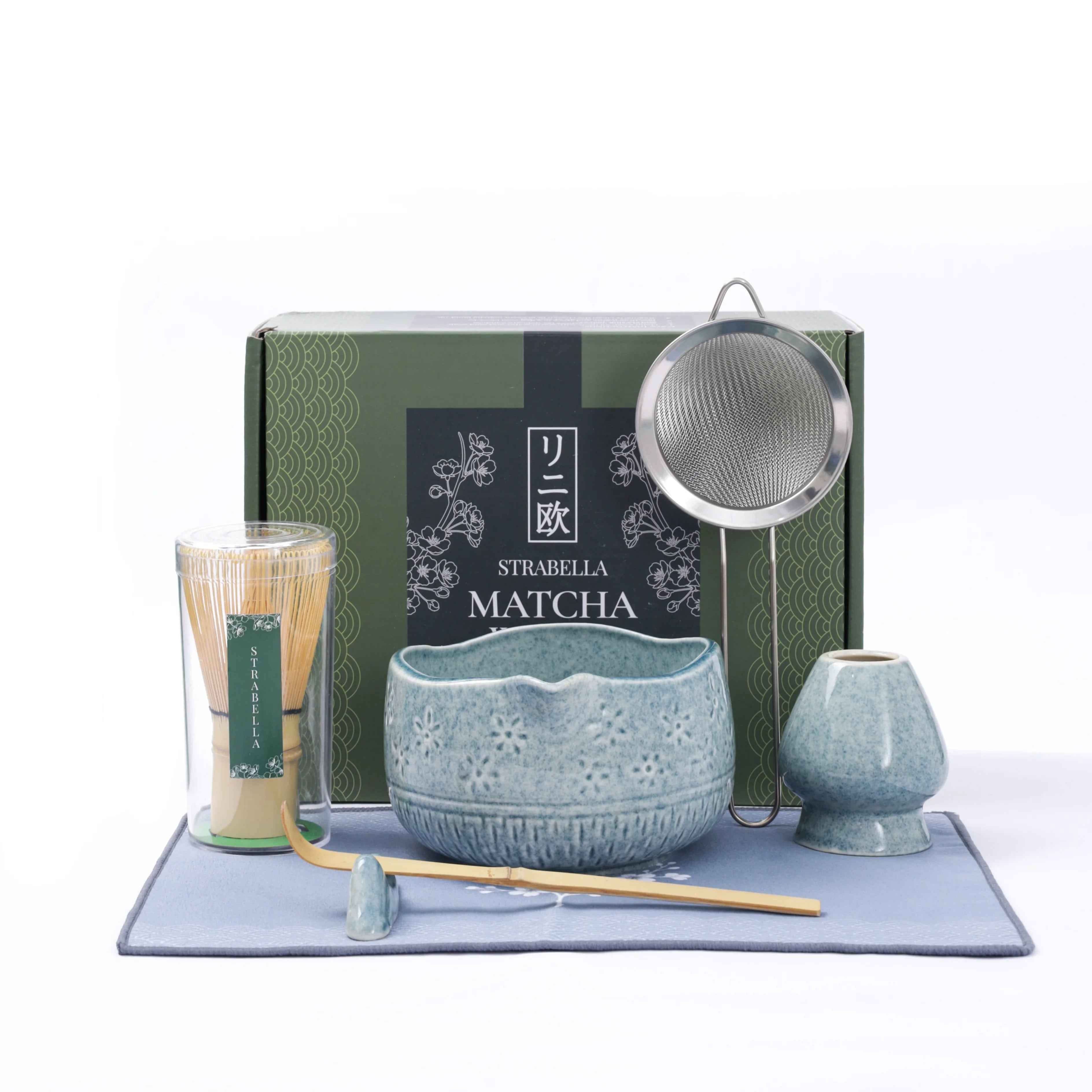 Matcha Whisk Set Bamboo Ceramic Bowl Gift Set