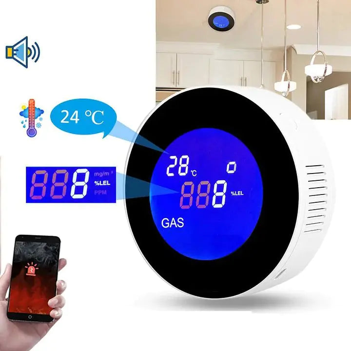 WiFi Smart Gas Detector LCD Temperature Display Home Sensor