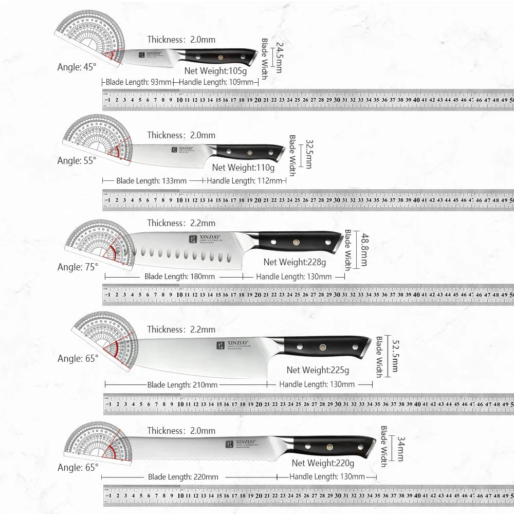 5 PCS Kitchen Knives Set German