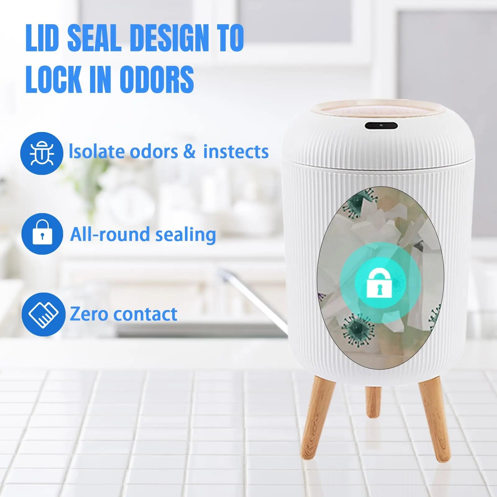 Automatic Trash Can with Lid Motion Sensor Smart Waste Bin