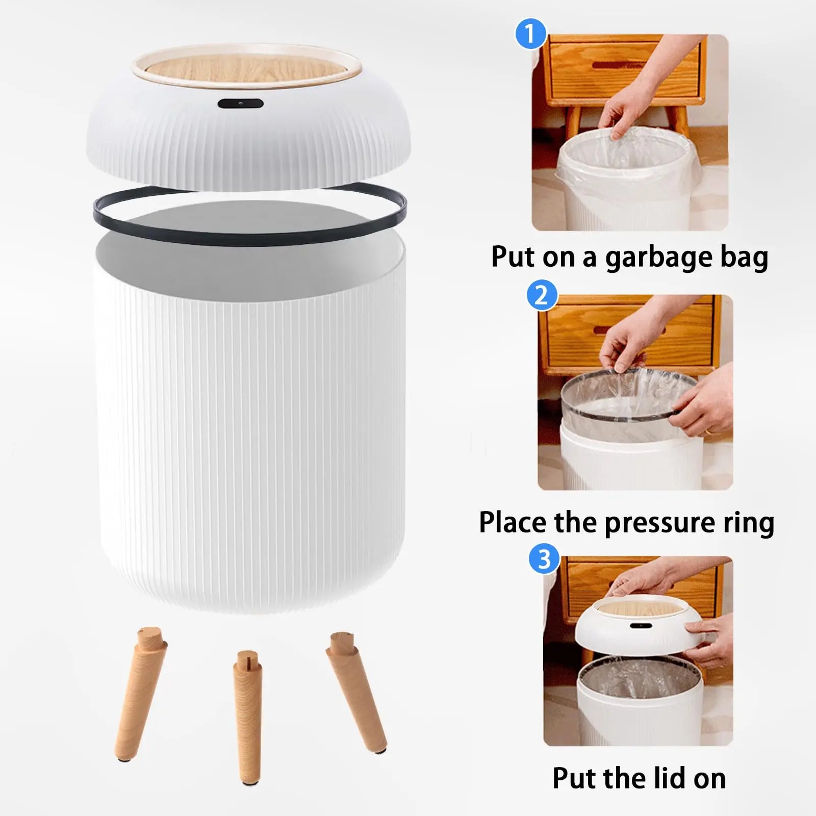 Automatic Trash Can with Lid Motion Sensor Smart Waste Bin